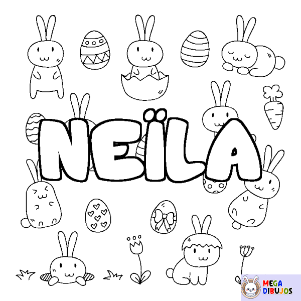 Coloración del nombre NE&Iuml;LA - decorado Pascua