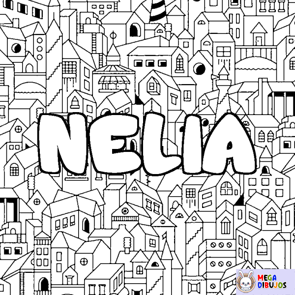 Coloración del nombre NELIA - decorado ciudad