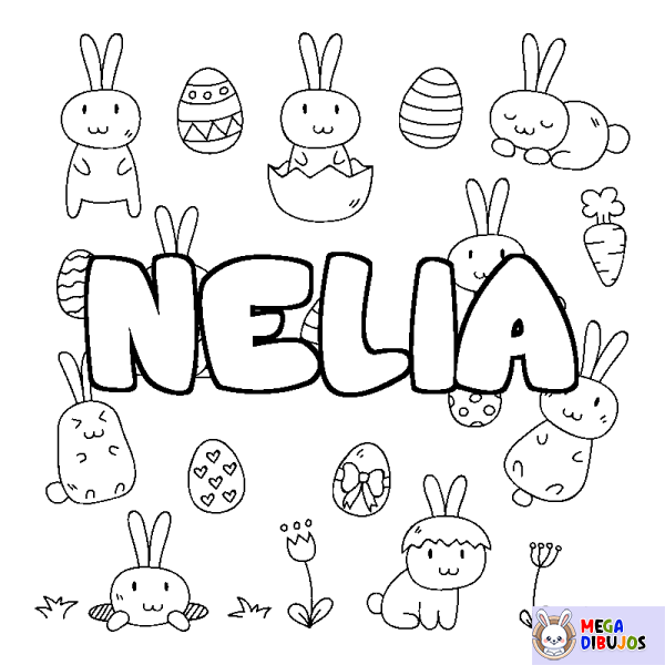 Coloración del nombre NELIA - decorado Pascua