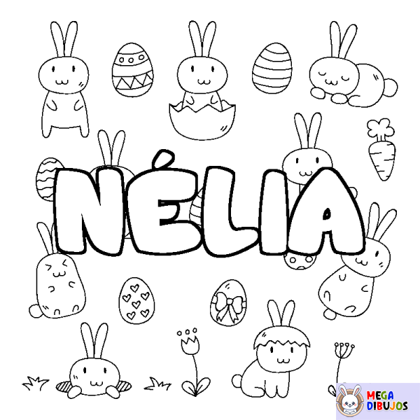 Coloración del nombre N&Eacute;LIA - decorado Pascua