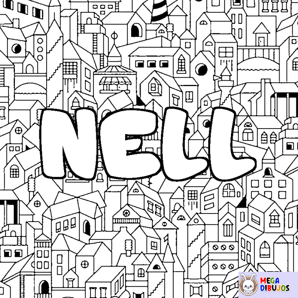 Coloración del nombre NELL - decorado ciudad