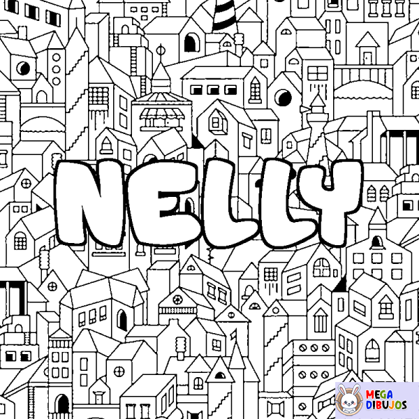 Coloración del nombre NELLY - decorado ciudad