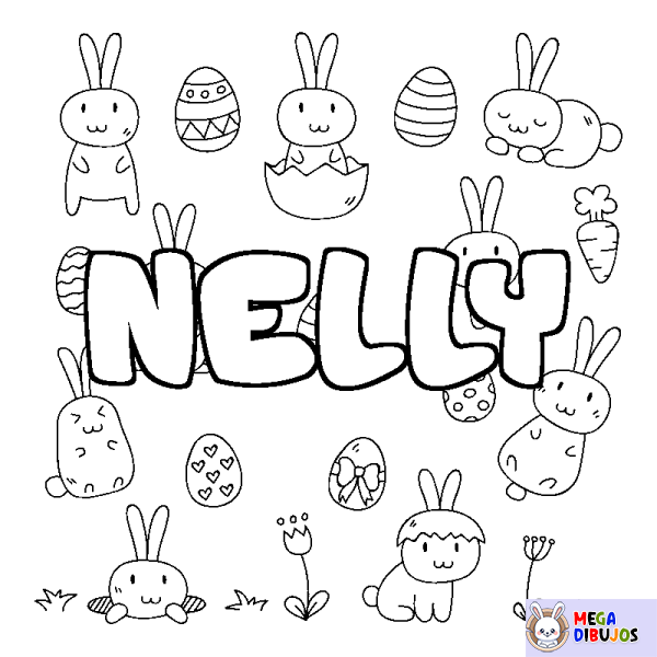 Coloración del nombre NELLY - decorado Pascua