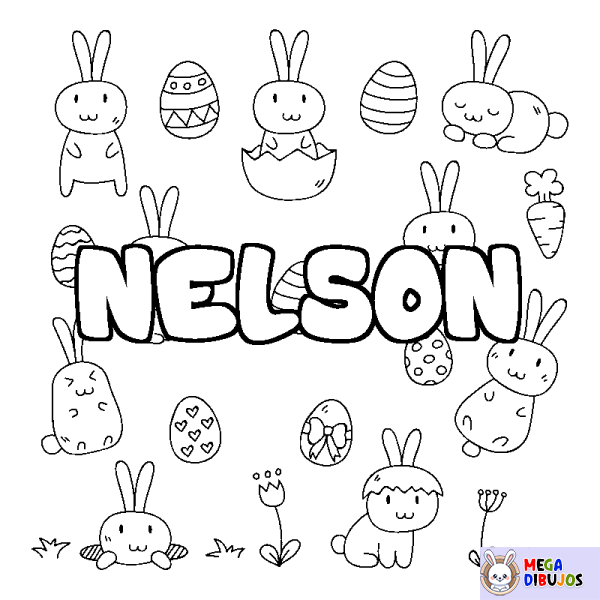 Coloración del nombre NELSON - decorado Pascua