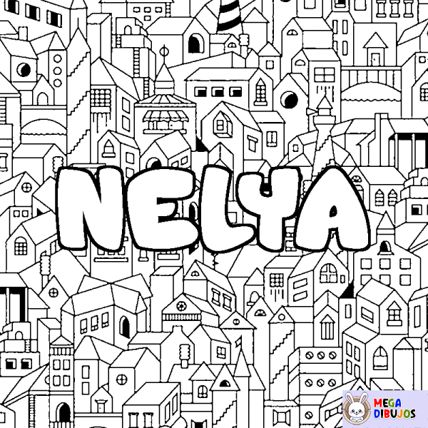 Coloración del nombre NELYA - decorado ciudad