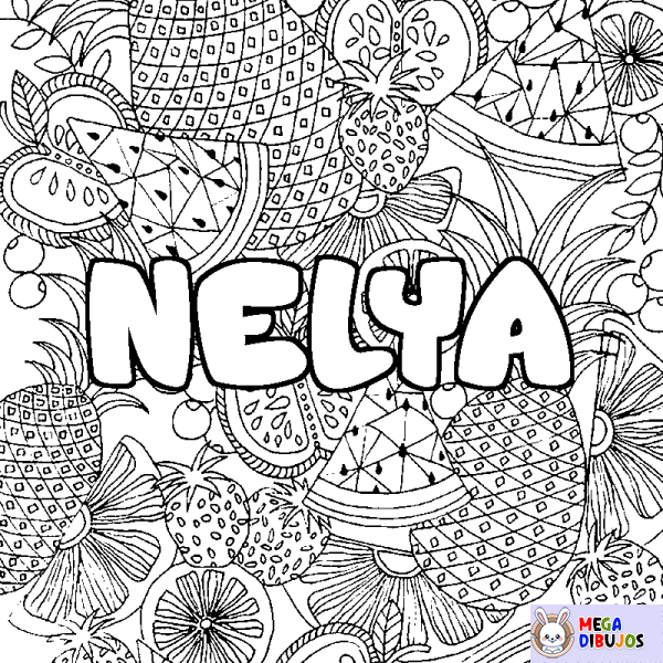 Coloración del nombre NELYA - decorado mandala de frutas