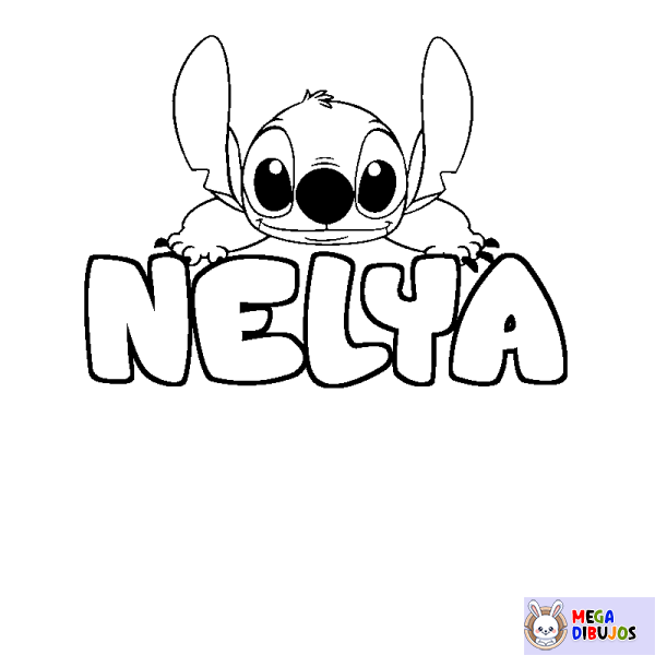 Coloración del nombre NELYA - decorado Stitch