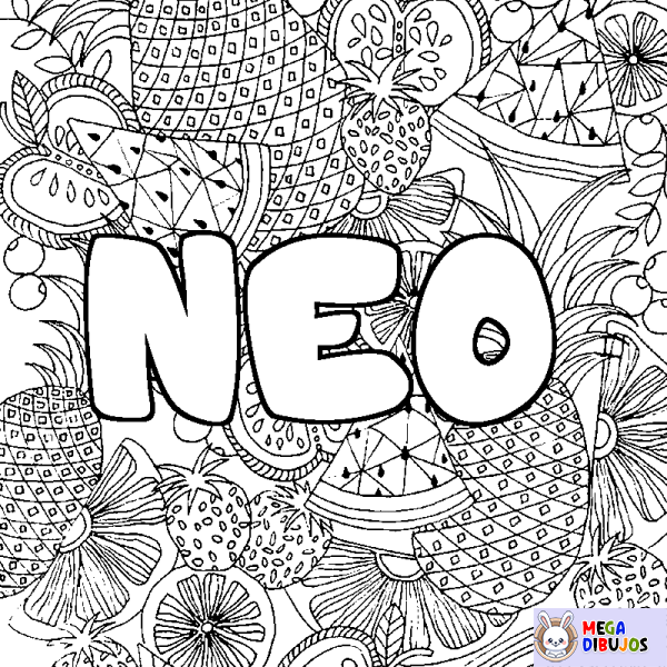 Coloración del nombre NEO - decorado mandala de frutas