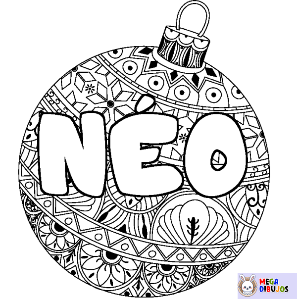 Coloración del nombre N&Eacute;O - decorado bola de Navidad