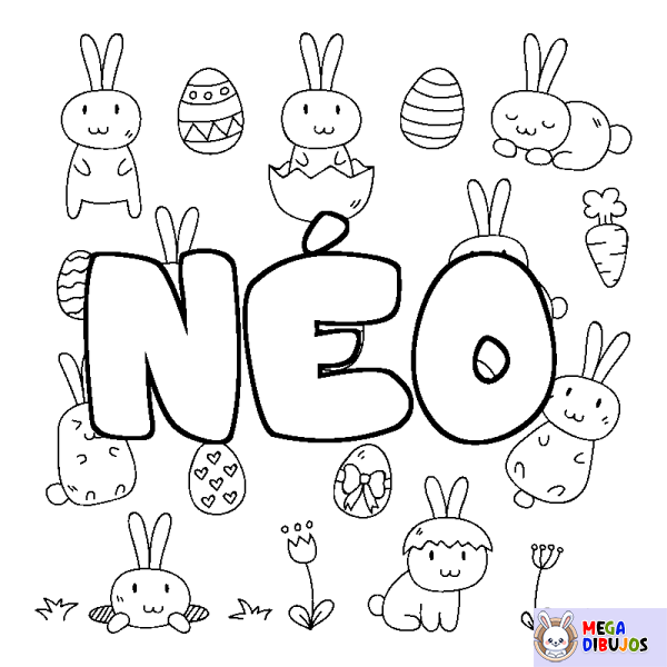 Coloración del nombre N&Eacute;O - decorado Pascua