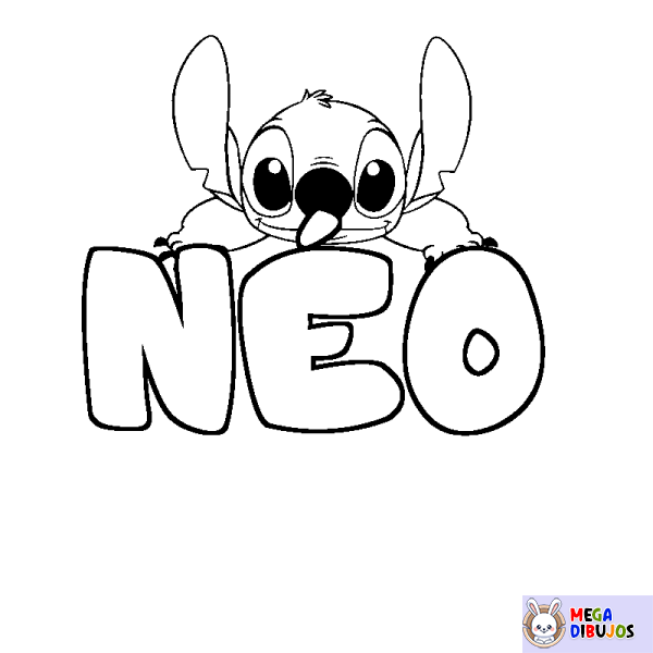 Coloración del nombre N&Eacute;O - decorado Stitch