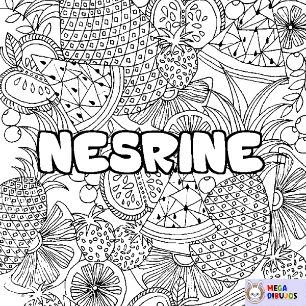 Coloración del nombre NESRINE - decorado mandala de frutas