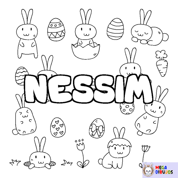 Coloración del nombre NESSIM - decorado Pascua