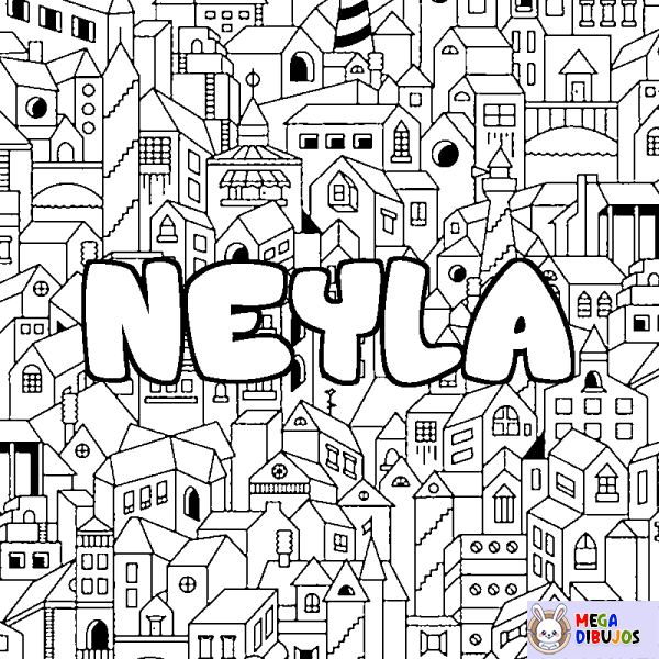 Coloración del nombre NEYLA - decorado ciudad