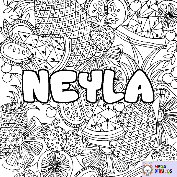 Coloración del nombre NEYLA - decorado mandala de frutas