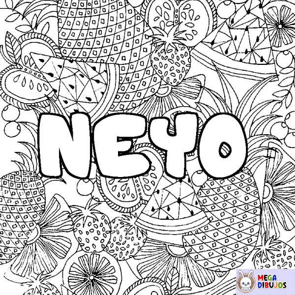 Coloración del nombre NEYO - decorado mandala de frutas