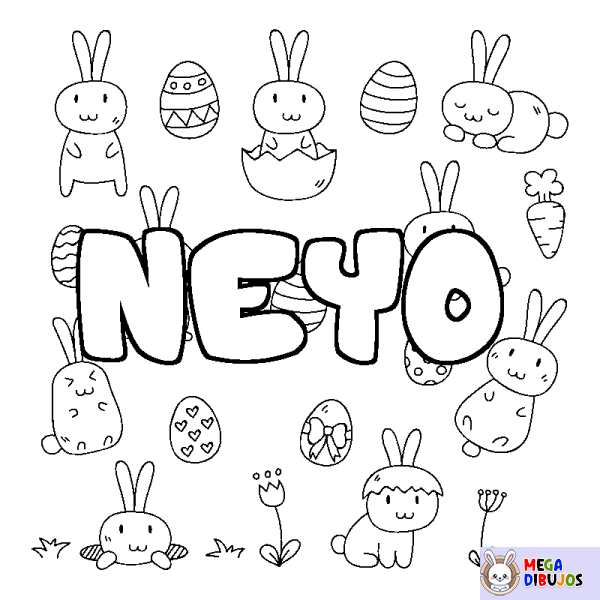 Coloración del nombre NEYO - decorado Pascua