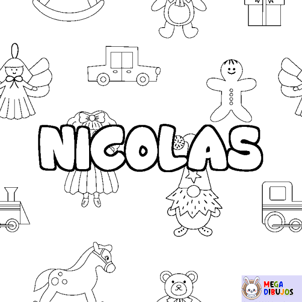 Coloración del nombre NICOLAS - decorado juguetes