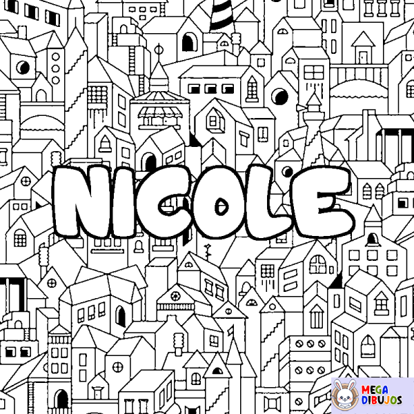 Coloración del nombre NICOLE - decorado ciudad