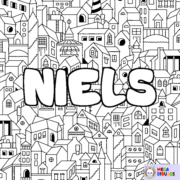 Coloración del nombre NIELS - decorado ciudad