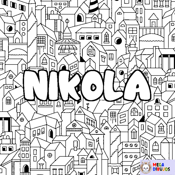 Coloración del nombre NIKOLA - decorado ciudad