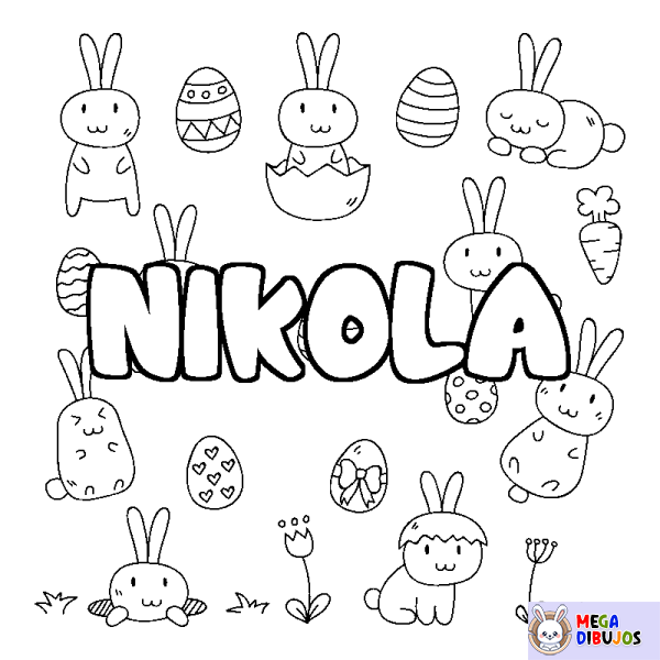 Coloración del nombre NIKOLA - decorado Pascua