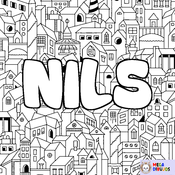 Coloración del nombre NILS - decorado ciudad