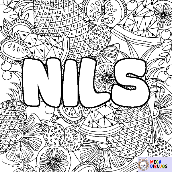 Coloración del nombre NILS - decorado mandala de frutas