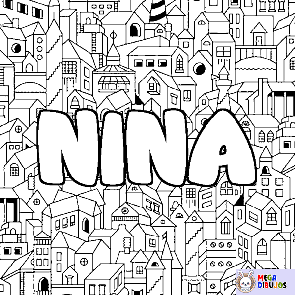 Coloración del nombre NINA - decorado ciudad