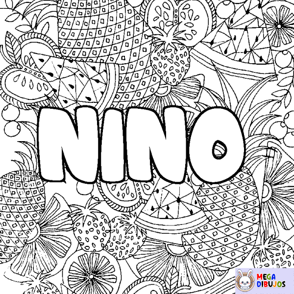 Coloración del nombre NINO - decorado mandala de frutas