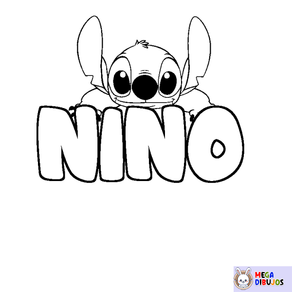 Coloración del nombre NINO - decorado Stitch