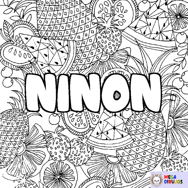 Coloración del nombre NINON - decorado mandala de frutas