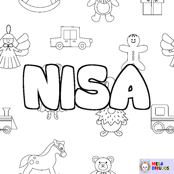 Coloración del nombre NISA - decorado juguetes