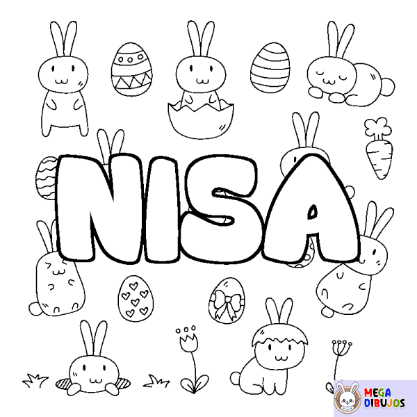 Coloración del nombre NISA - decorado Pascua