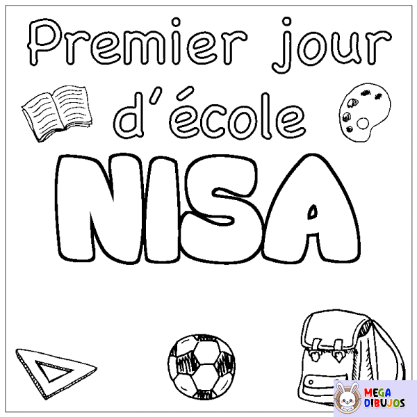 Coloración del nombre NISA - decorado primer d&iacute;a de escuela