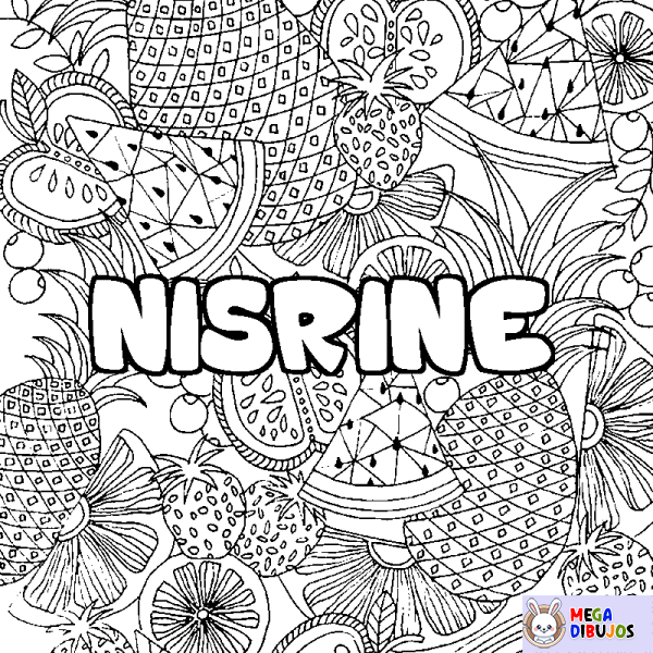 Coloración del nombre NISRINE - decorado mandala de frutas