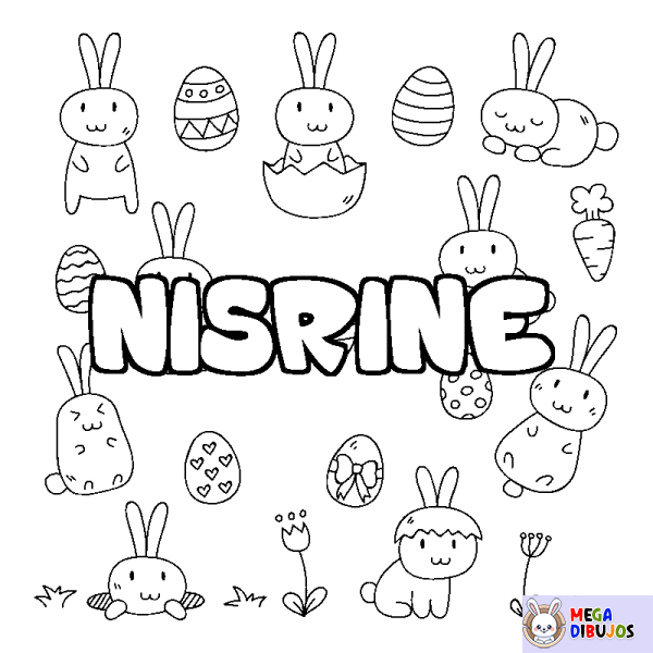 Coloración del nombre NISRINE - decorado Pascua