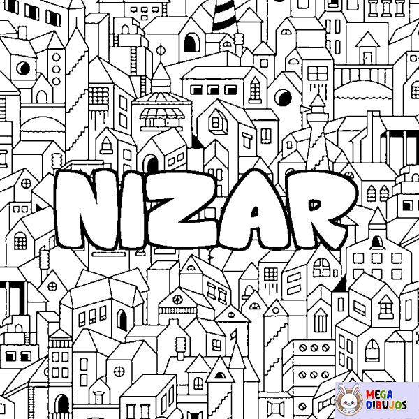 Coloración del nombre NIZAR - decorado ciudad