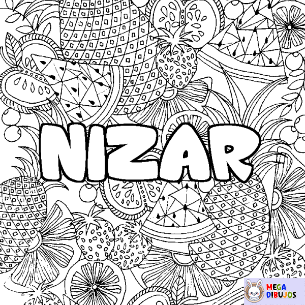 Coloración del nombre NIZAR - decorado mandala de frutas