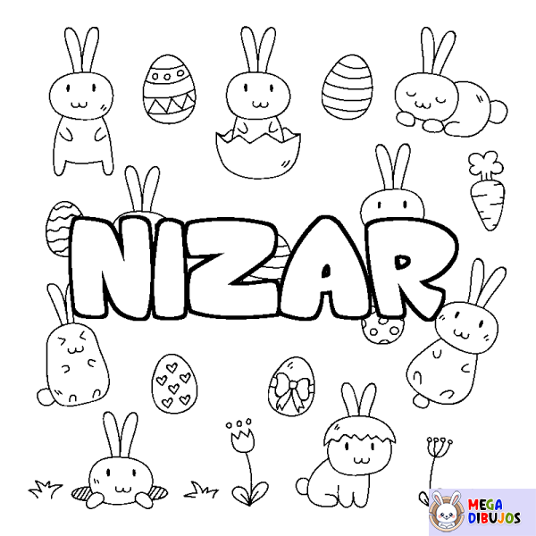 Coloración del nombre NIZAR - decorado Pascua