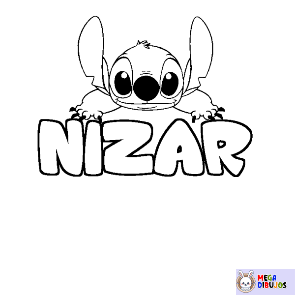 Coloración del nombre NIZAR - decorado Stitch