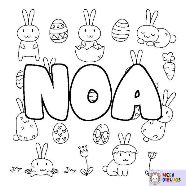 Coloración del nombre NOA - decorado Pascua