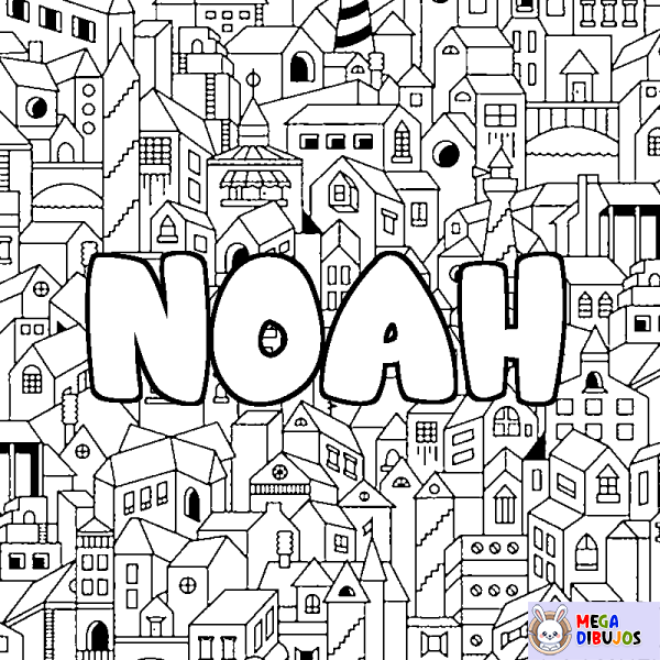 Coloración del nombre NOAH - decorado ciudad