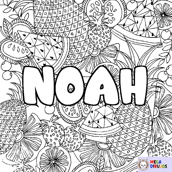 Coloración del nombre NOAH - decorado mandala de frutas