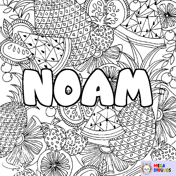 Coloración del nombre NOAM - decorado mandala de frutas