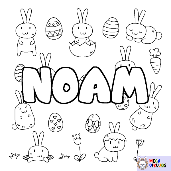 Coloración del nombre NOAM - decorado Pascua