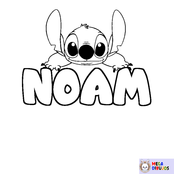 Coloración del nombre NOAM - decorado Stitch