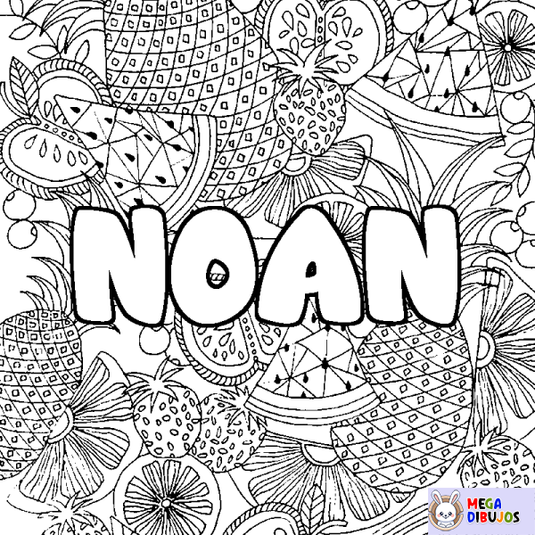 Coloración del nombre NOAN - decorado mandala de frutas