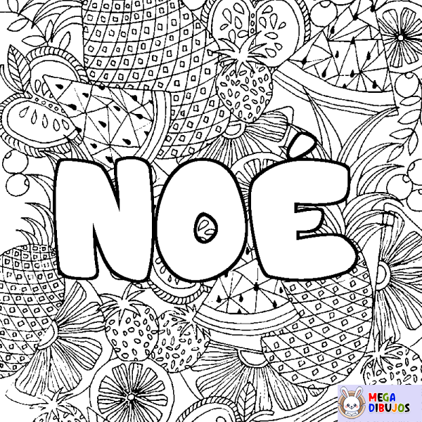 Coloración del nombre NO&Eacute; - decorado mandala de frutas