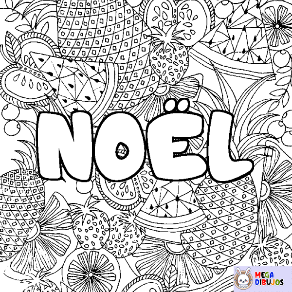 Coloración del nombre NO&Euml;L - decorado mandala de frutas